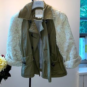 Anthropology HeyHey sequin army green jacket SP